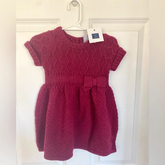 NWT Janie and Jack Burgundy Sweater Knit dress Size - 12-18 months